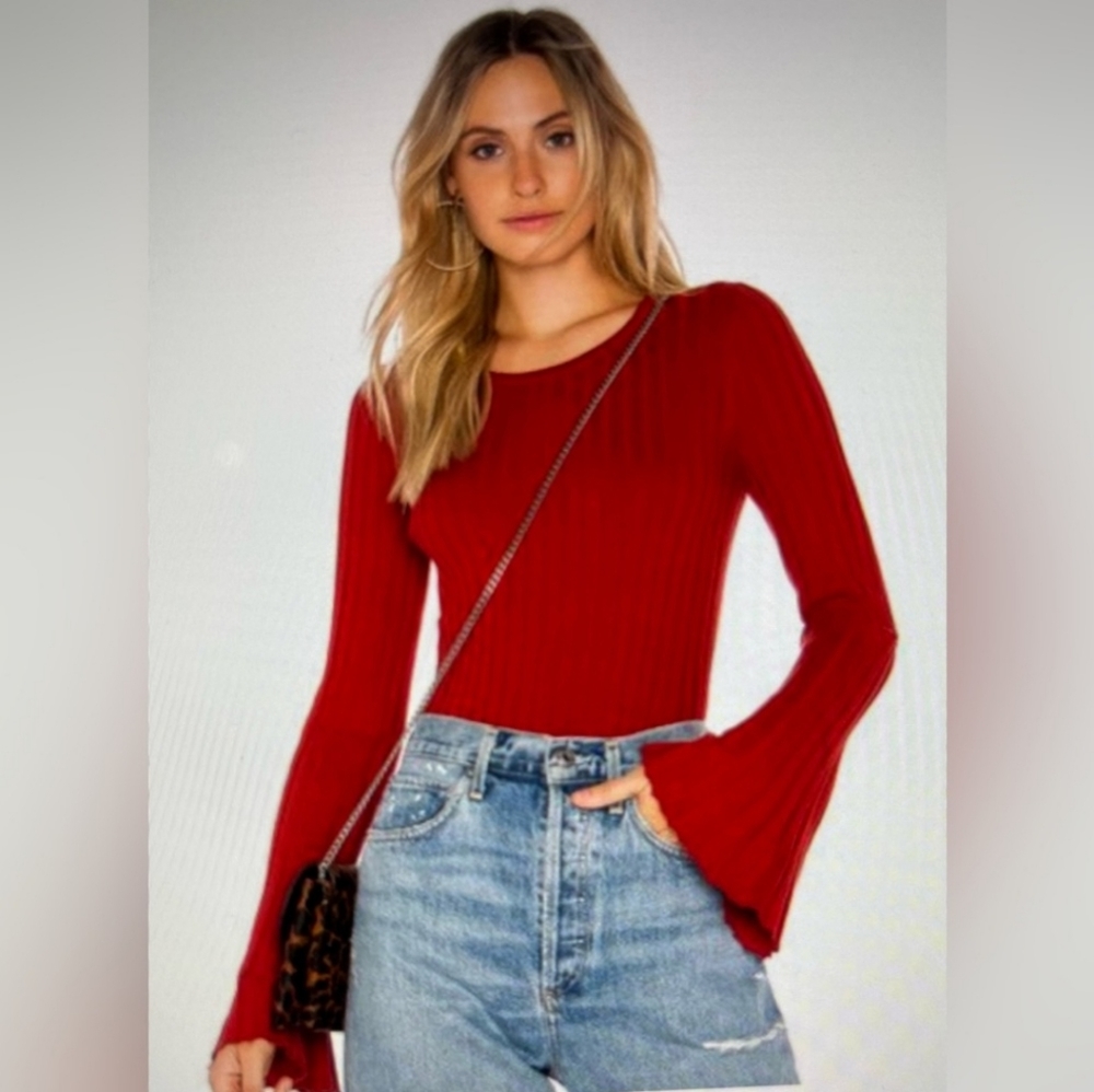 Bailey 44 rib-knit sweater, M, NWT, crimson  red